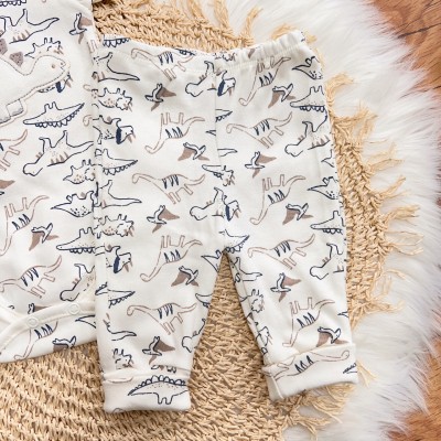 Conj. de Malha 3 Peças - Dinos - Marinho e Off White Conj. de Malha 3 Peças - Dinos - Marinho e Off White